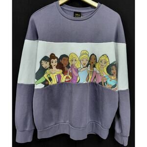Disney Princess Graphic Print Sweatshirt Purple Knit Size SM